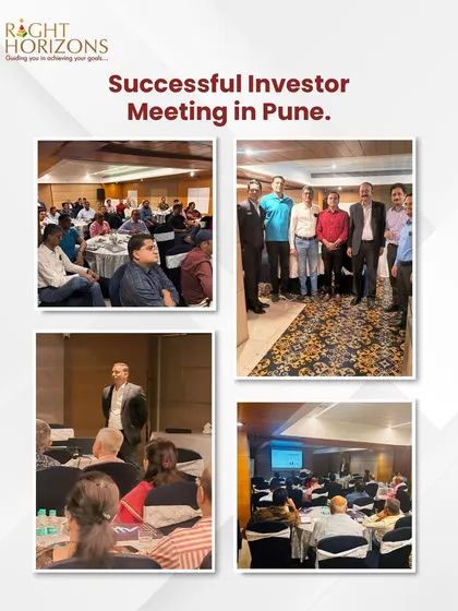 This collage captures the success of our Investor Meeting in Pune. It shows our team and attendees networking, highlighting our commitment to building a strong investor community through direct engagement and shared knowledge.