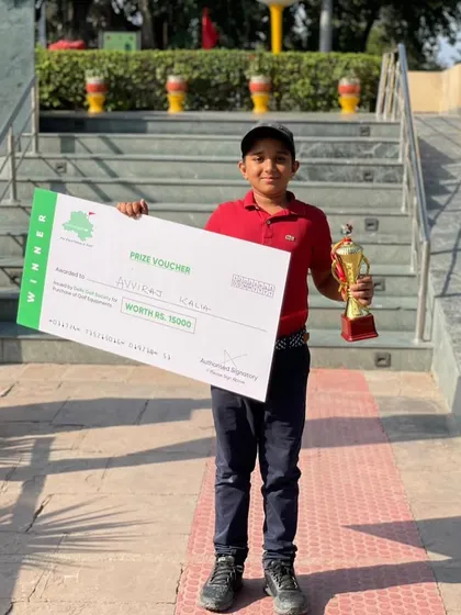 Avviraj celebrating his NCR CUP win after shooting consistent scores over both days.