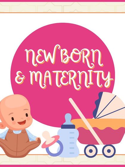 A graphic for the "Newborn & Maternity" category, perfect for expecting parents and those with new babies.
