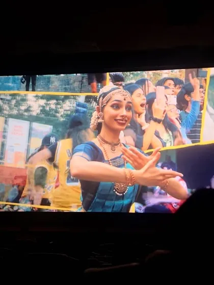 A vibrant still from 'Dange/Por' where my character performs Bharatanatyam. It was amazing to merge my two passions, dance and acting, in a single project.