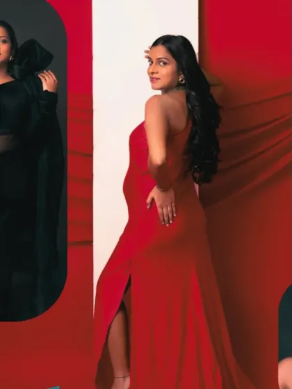 A video collage of our modern and chic gowns in black and red.