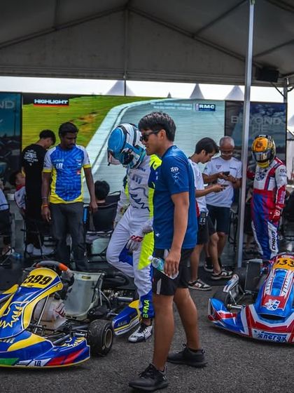 The bustling paddock area at the RMC Asia trophy, where our team and karts are prepared for the international stage.