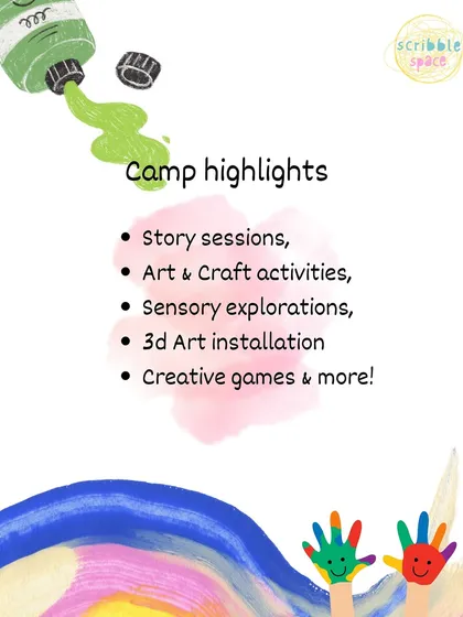 Our camps are packed with activities that foster creativity and growth. We combine storytelling, hands-on art and crafts, sensory exploration, and even 3D art installations to create a rich, immersive experience for every child.
