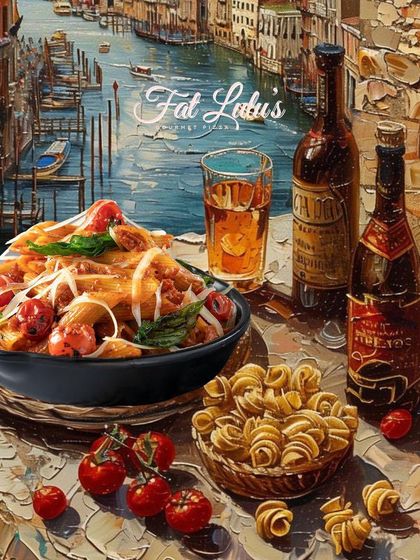 Spicing up your day with a plate of Penne Arrabiata. This painting-style image captures the bold, fiery spirit of this classic Italian dish.