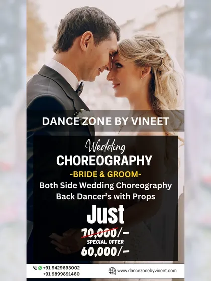This special offer includes choreography for both the bride and groom's side, complete with background dancers and props, all for a special package price.