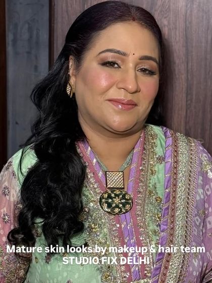 This close-up shows how the makeup gives a youthful glow without looking heavy. I specialize in techniques for mature skin that ensure a smooth, flawless, and long-lasting application.