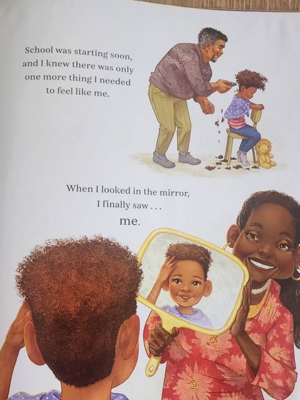 A pivotal moment in the book where Calvin gets a haircut to align his appearance with his identity. The joy on his family's face shows the power of acceptance.