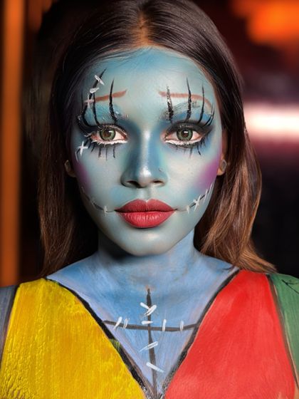 A student's take on Sally from "The Nightmare Before Christmas." This shows how you can use makeup to bring beloved characters to life.