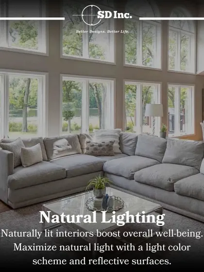 A 2024 design trend: natural lighting. Maximizing natural light with large windows and reflective surfaces boosts well-being and enhances the beauty of a space.