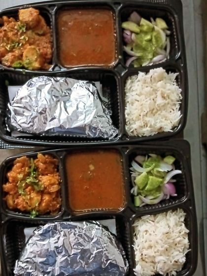 A comforting thali of rajma and arbi masala. This is a wholesome meal that will remind you of your mother's cooking.