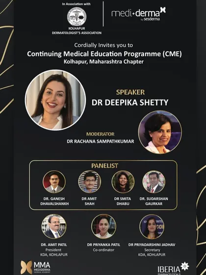 An event poster from when I was invited as a speaker for a Continuing Medical Education program in Kolhapur. I enjoy connecting with and educating dermatologists across the country.
