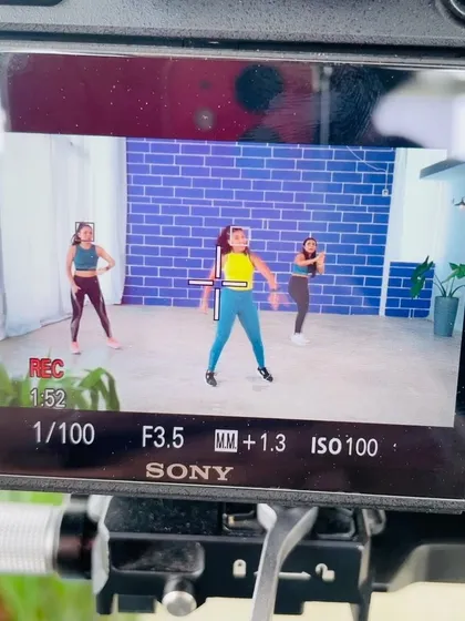A peek behind the scenes! This is what it looks like from behind the camera while filming a virtual dance fitness session.