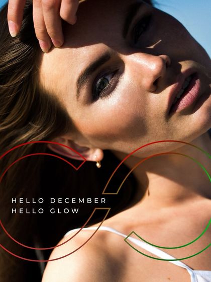 Hello December, Hello Glow. The festive season is the perfect time to start your glow journey. This image serves as a beautiful reminder to book a consultation and begin your skin prep before the party chaos begins.