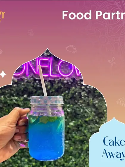 We partner with local events to serve our popular drinks and desserts. Here is our Blue Curacao Mojito featured at a local festival.