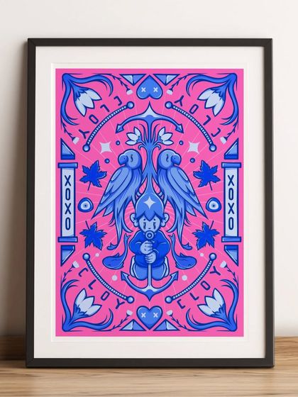 The 'CLOY' illustration presented in a frame mockup, showing how it would look as a beautiful art print for your wall.