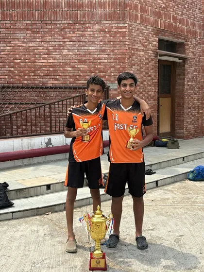Two of our U15 players with their trophies after a successful GYL campaign.