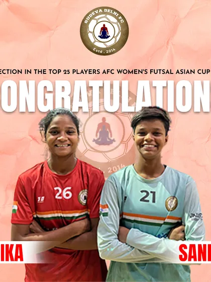 Congratulations to Debika and Sandhya for their selection in the top 25 for the AFC Women's Futsal Asian Cup 2025 camp. Their hard work is paying off.