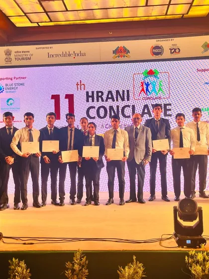 Students are awarded certificates for their valuable contribution to the Hotel & Restaurant Association of Northern India event. This kind of practical involvement is a key part of our curriculum.