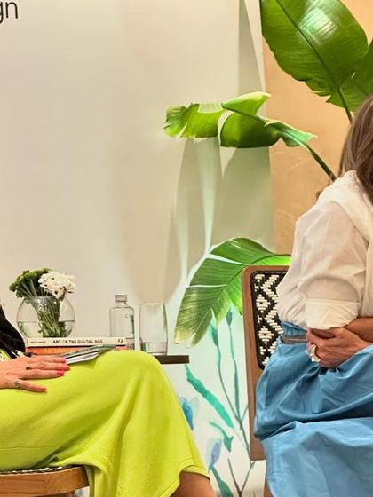 A candid moment from the design talk, with our lush plants in the background. We work with event organizers to ensure the plant decor complements the theme and mood.