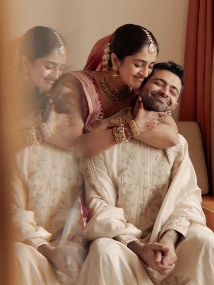 Using a double exposure, I created this dreamlike portrait that captures the bride's overwhelming love and affection. It’s an artistic interpretation of a feeling, showing how I use creative techniques to tell a deeper emotional story.