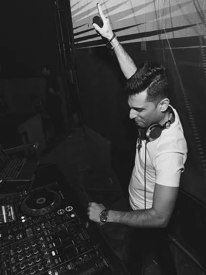 A black and white candid moment from my set at Elrow, Pune. In my element.