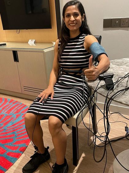 The reality of natural bodybuilding. Here I am taking a polygraph test, a mandatory requirement for WNBF competitions to ensure all athletes are drug-free.