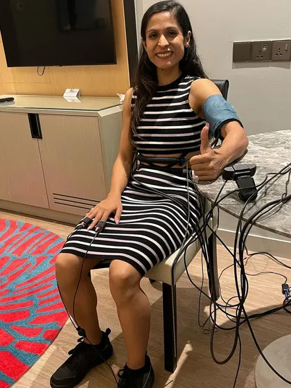The reality of natural bodybuilding. Here I am taking a polygraph test, a mandatory requirement for WNBF competitions to ensure all athletes are drug-free.