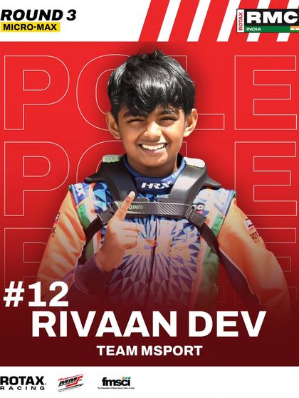 Rivaan Dev puts his kart on pole position in the Micro Max class at Round 3.