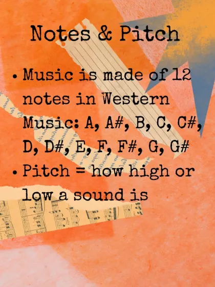 This graphic explains the concepts of notes and pitch, the foundational building blocks of all Western music. We make music theory accessible by breaking it down into simple, memorable ideas.