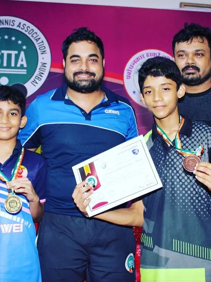 Our U-11 and U-15 champs Aakarshan, Aayan, and Ryan after their victories at the 1st Mumbai district TSTTA tournament.