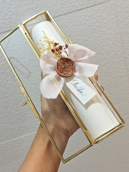 More than just a letter, this is a memory waiting to be unboxed. I craft handwritten scrolls and present them in beautiful keepsake boxes, complete with delicate ribbons and wax seals, ensuring your words are cherished forever.
