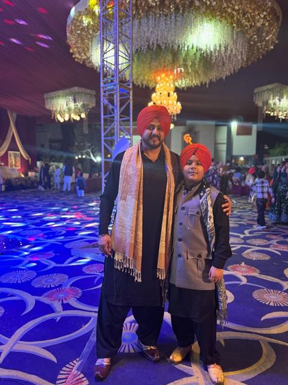 With my son at a friend's Jaggo night. Passing on the traditions and the love for Bhangra to the next generation.
