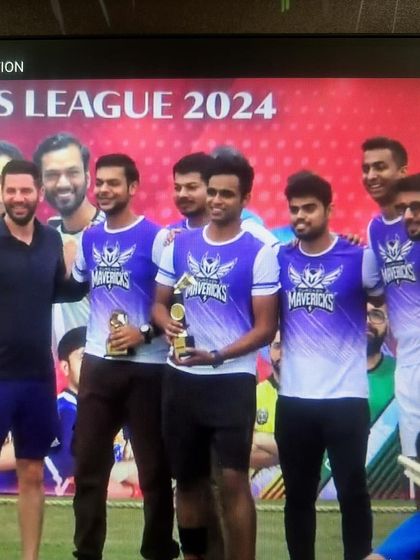 The Gurgaon Mavericks receiving their championship awards. Organizing a corporate league like this is about building a sustained sense of team identity and achievement over several weeks of play.