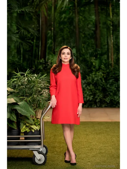The always graceful Nita Ambani during our shoot for Femina India. We created this portrait on a custom-built set to achieve a look of natural elegance.