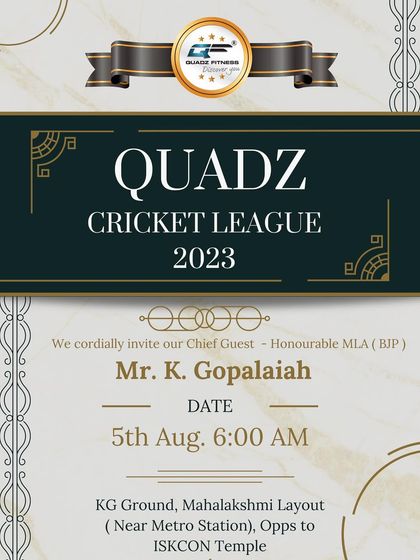 A personal invitation to our biggest event of the year. The Quadz Cricket League is a day for the whole family to cheer on our teams.