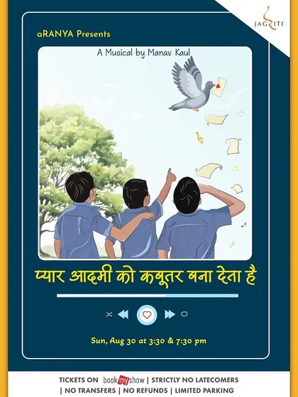 Laughter and love take center stage in our Hindi theatre productions. This poster for "Pyaar Aadmi Ko Kabootar Bana Deta Hai" highlights our commitment to presenting engaging and relatable comedies for everyone to enjoy.