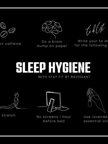 Good sleep is the foundation of good health. I share tips on sleep hygiene, such as gentle stretching and avoiding screens before bed, to help you get the restorative rest you need to thrive.