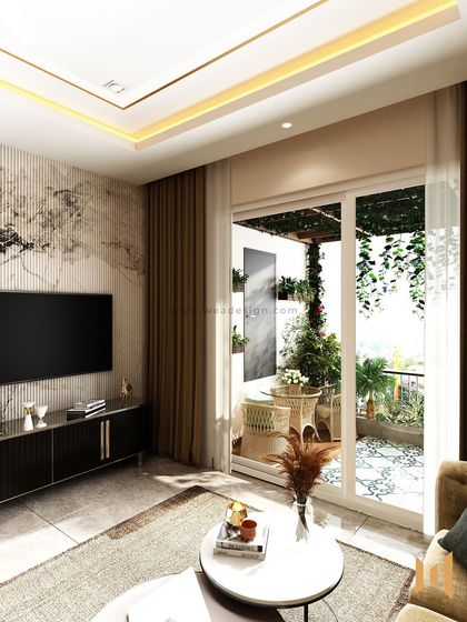 A duplicate of 218, showing the elegant living room and balcony connection.