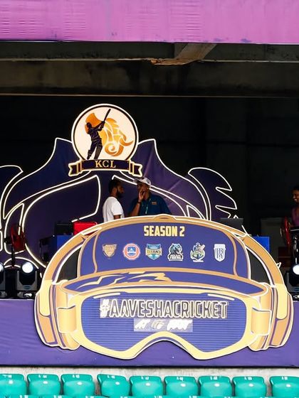 The DJ booth and entertainment stage we constructed for the Kerala Cricket League. This setup serves as the hub for all in-stadium match entertainment.