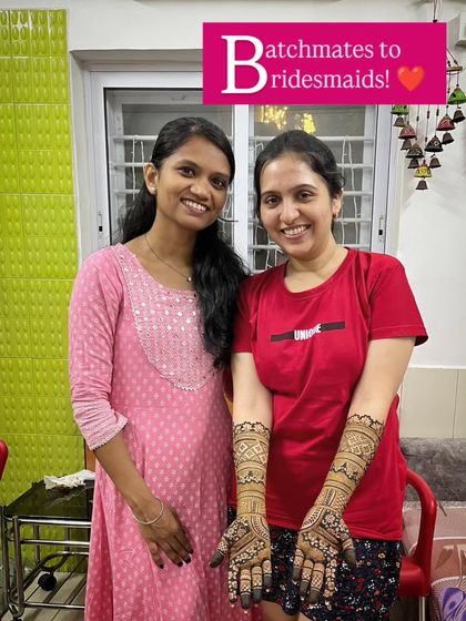 From batchmates to bridesmaids. It was an honor to do the engagement mehndi for my dear college friend. Sharing these moments of joy is what makes my work so special.