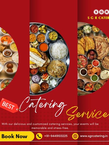 With our delicious and customized catering services, your events will be memorable and stress-free. This collage shows multiple large thalis, showcasing the grand feasts we can create.