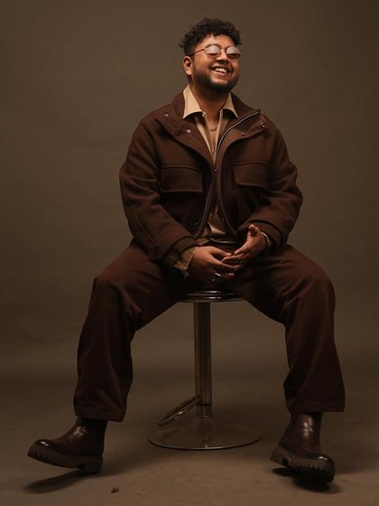 A moment of laughter during the shoot. Even when we're grinding, we make sure to have fun.