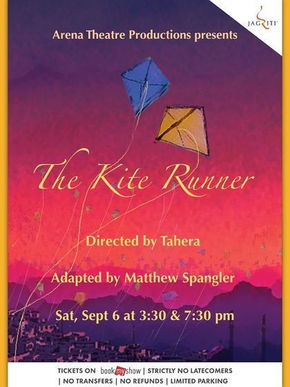 The poster for the stage adaptation of the bestselling novel "The Kite Runner," a powerful story of friendship and redemption.