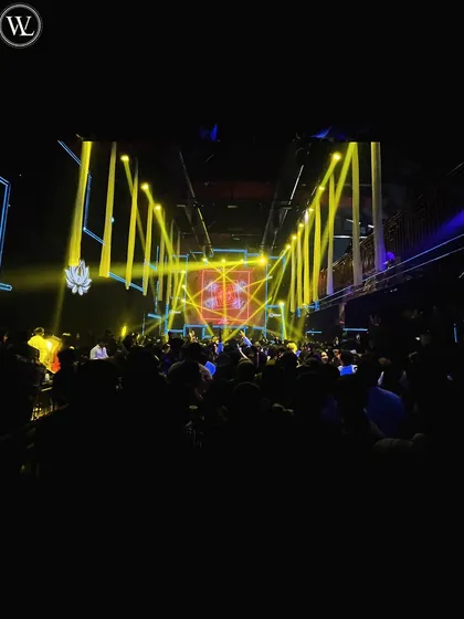 A different angle of the New Year's Eve light show. The scale of the production at White Lotus Club was truly something special.