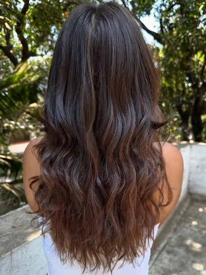 All you need is your hair done. This transformation to a beautiful biscuit brown with caramel drizzle is the perfect mood booster.