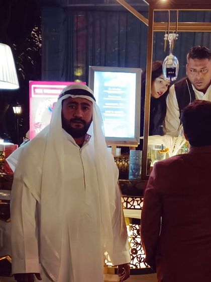 A close-up of our performer for the "Habibi" act. This themed entertainment is a unique offering that guests always remember.