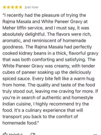 We feel so happy when our customers love the food. This review for our Rajma Masala and Paneer gravy shows the kind of authentic, homestyle experience we aim to provide with every meal.