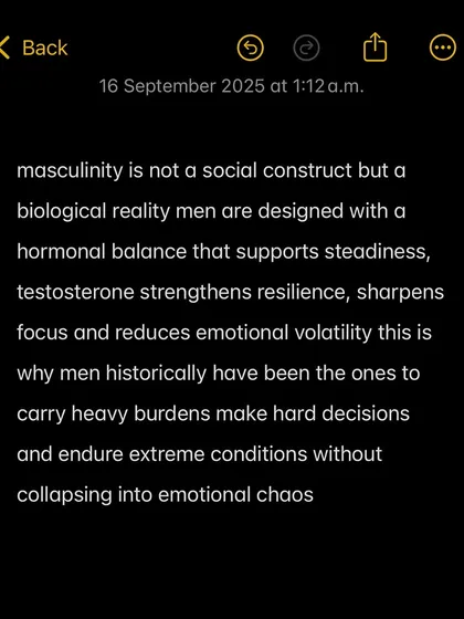 Masculinity is not a social construct but a biological reality. Testosterone strengthens resilience and reduces emotional volatility, allowing men to endure extreme conditions without collapsing.
