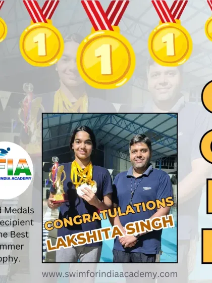 Celebrating another one of our top athletes, Lakshita Singh, who also dominated the CBSE Swimming Championship with 5 Gold Medals and the Best Swimmer trophy. I am proud to coach such determined young women.