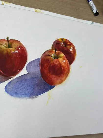 A beginner-friendly demonstration of painting apples. This exercise focuses on creating form with simple shapes and understanding how light creates highlights and shadows.